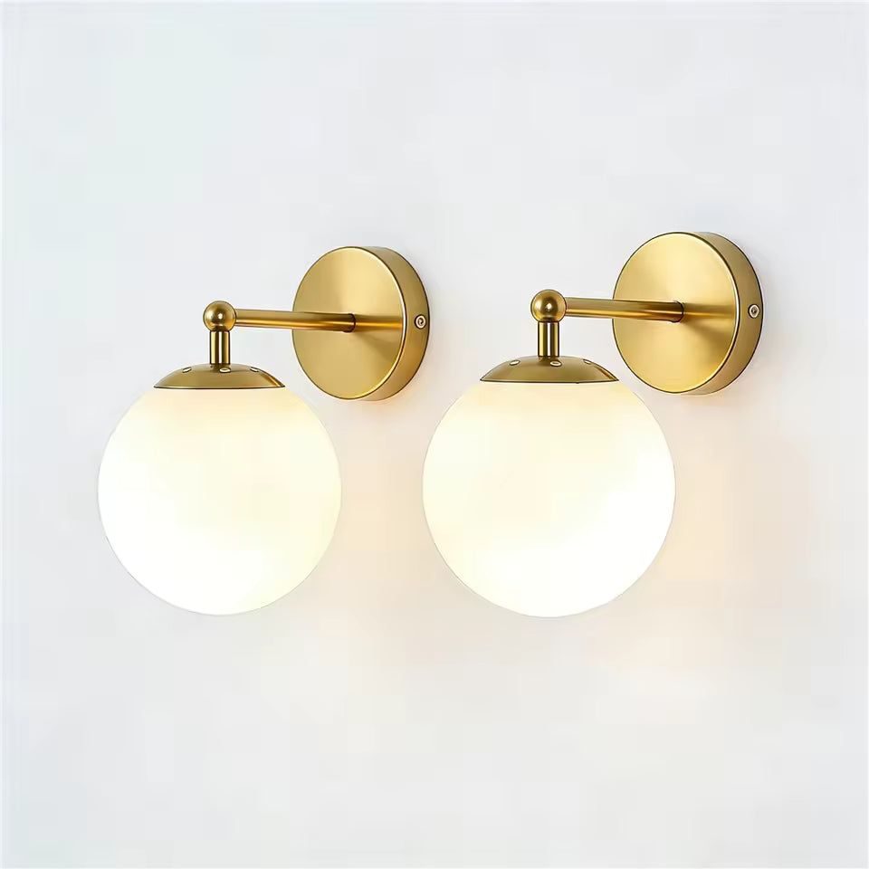 Modern Glass Wall Lamp E27 Nordic Bedside Light 2 Pcs