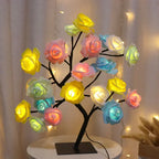 USB LED Rose Flower Tree Table Lamp White 33cm