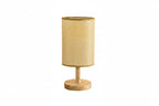 LED Bedside Table Lamp With Fabric Shade and Wood Base.