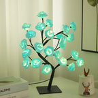 USB LED Rose Flower Tree Table Lamp White 33cm