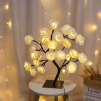 USB LED Rose Flower Tree Table Lamp White 33cm
