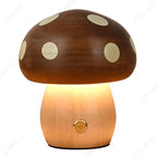 LED Solid Wood Mushroom Night Light