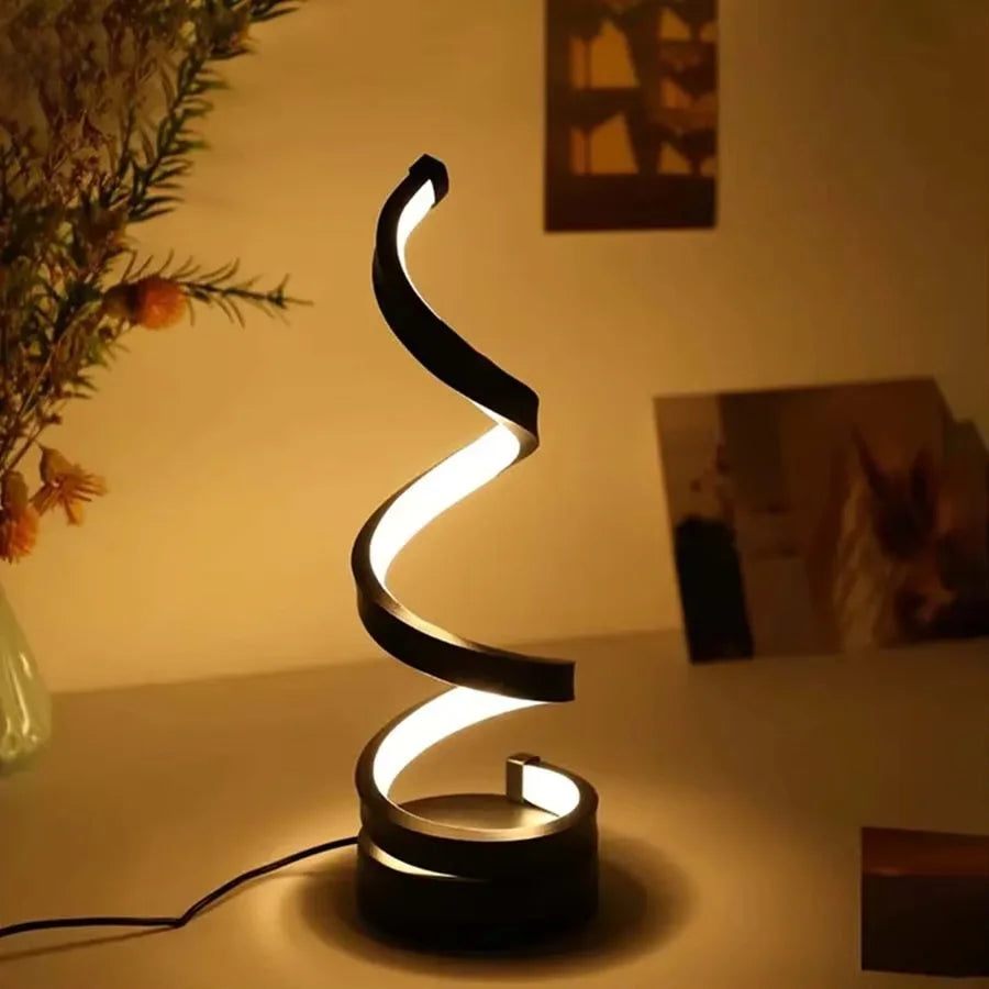 Spiral LED Table Lamp With Dimmable Brightness