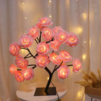 USB LED Rose Flower Tree Table Lamp White 33cm