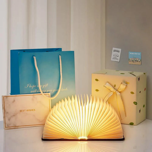 Foldable LED wooden Book Lamp USB Rechargeable