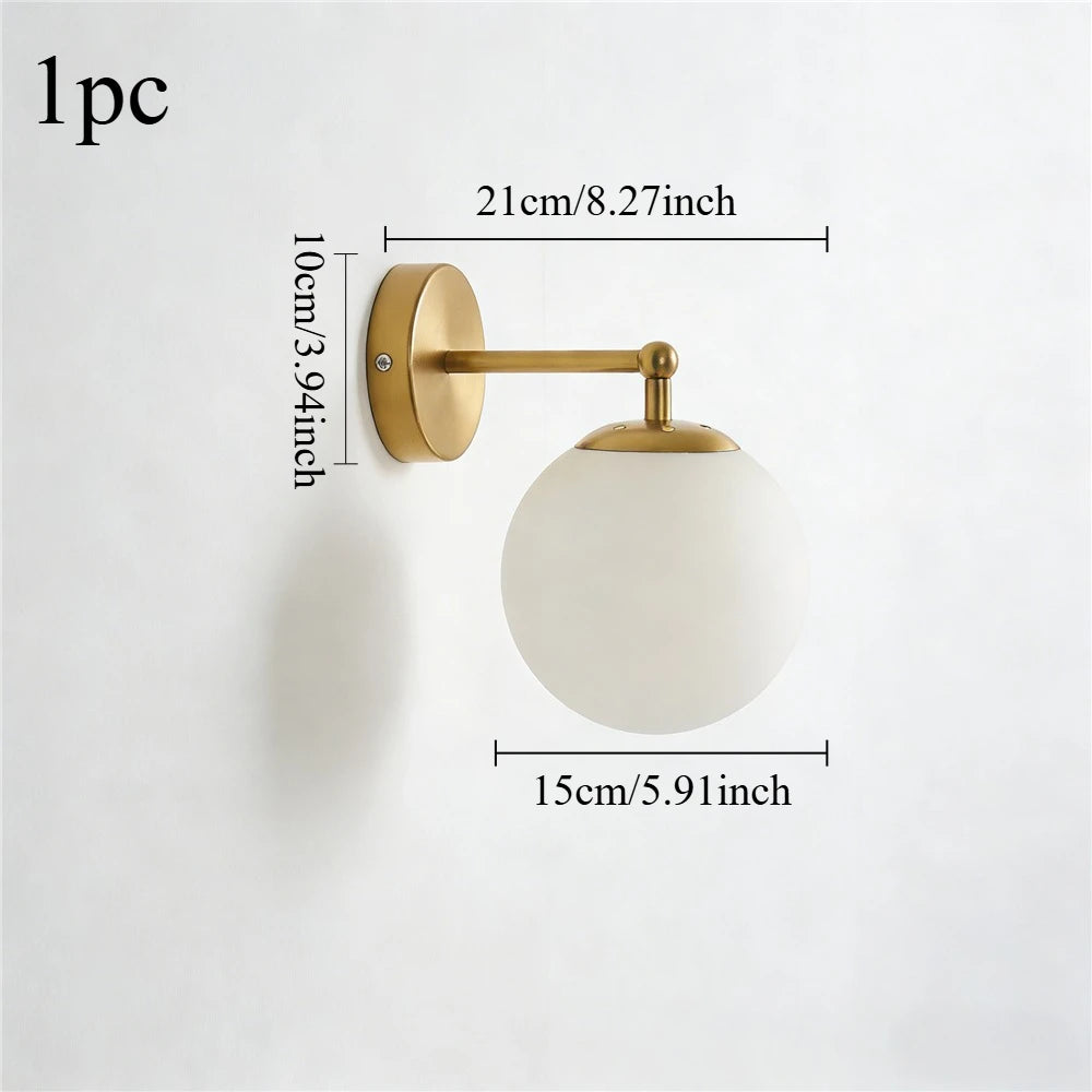 Modern Glass Wall Lamp E27 Nordic Bedside Light 2 Pcs