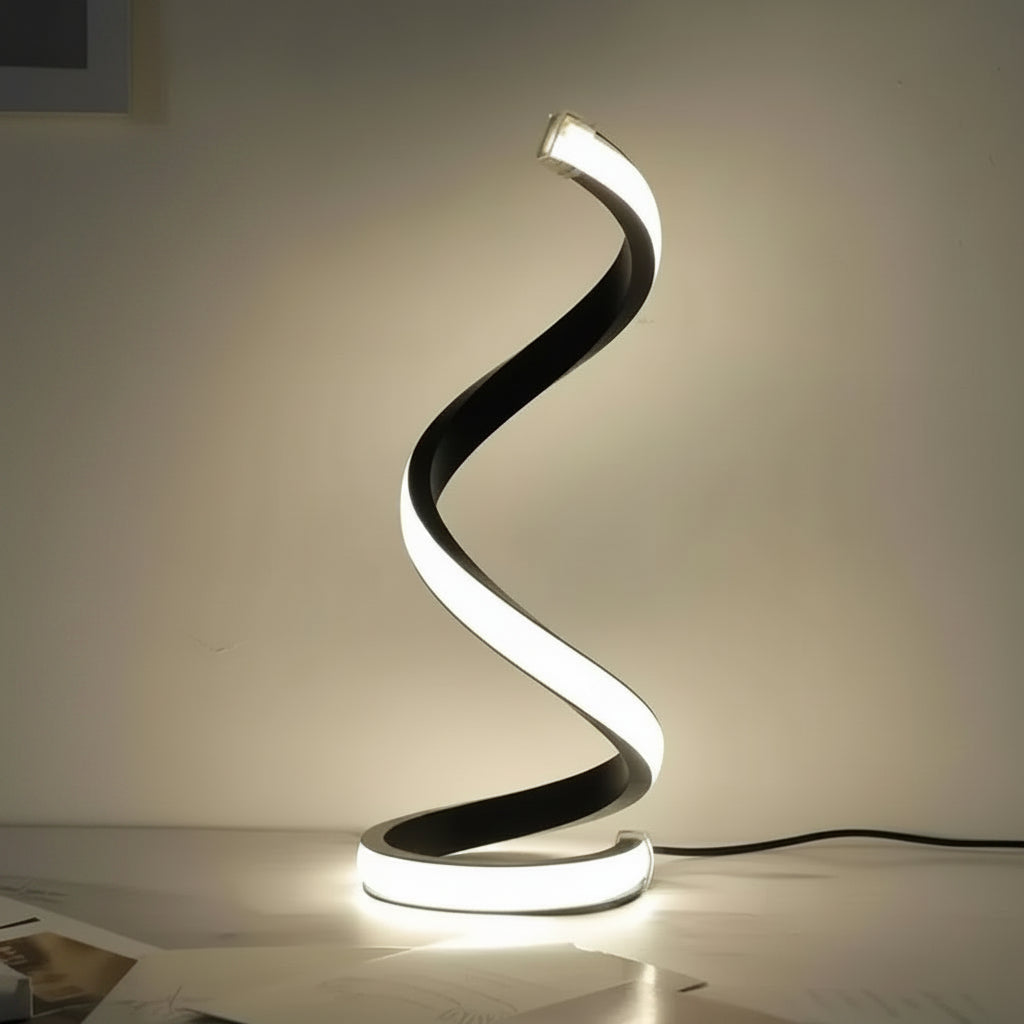 Spiral LED Table Lamp With Dimmable Brightness